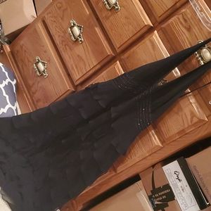 Dave & Johnny Black ruffled party halter dress